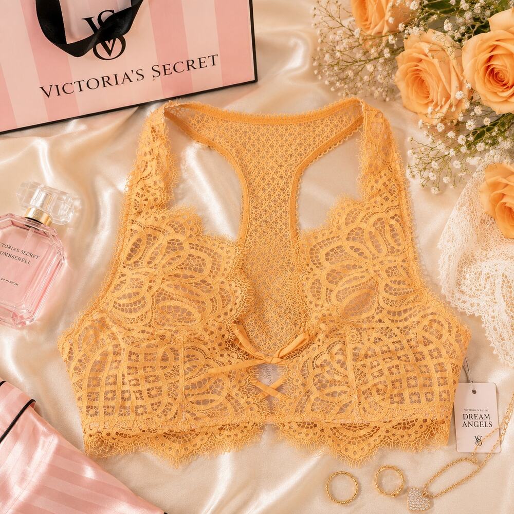 Victoria's Secret Dream Angels Bralette Orange Papaya Medium NWT Festival Boho